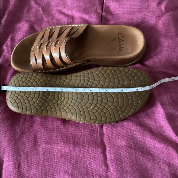 Clarks Artisan Collection Brown Leather Espadrille Slide Sandals size 8 - Picture 5 of 5